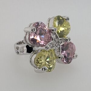 Sterling Silver Cocktail Ring w/ CZ Stones (size 7)